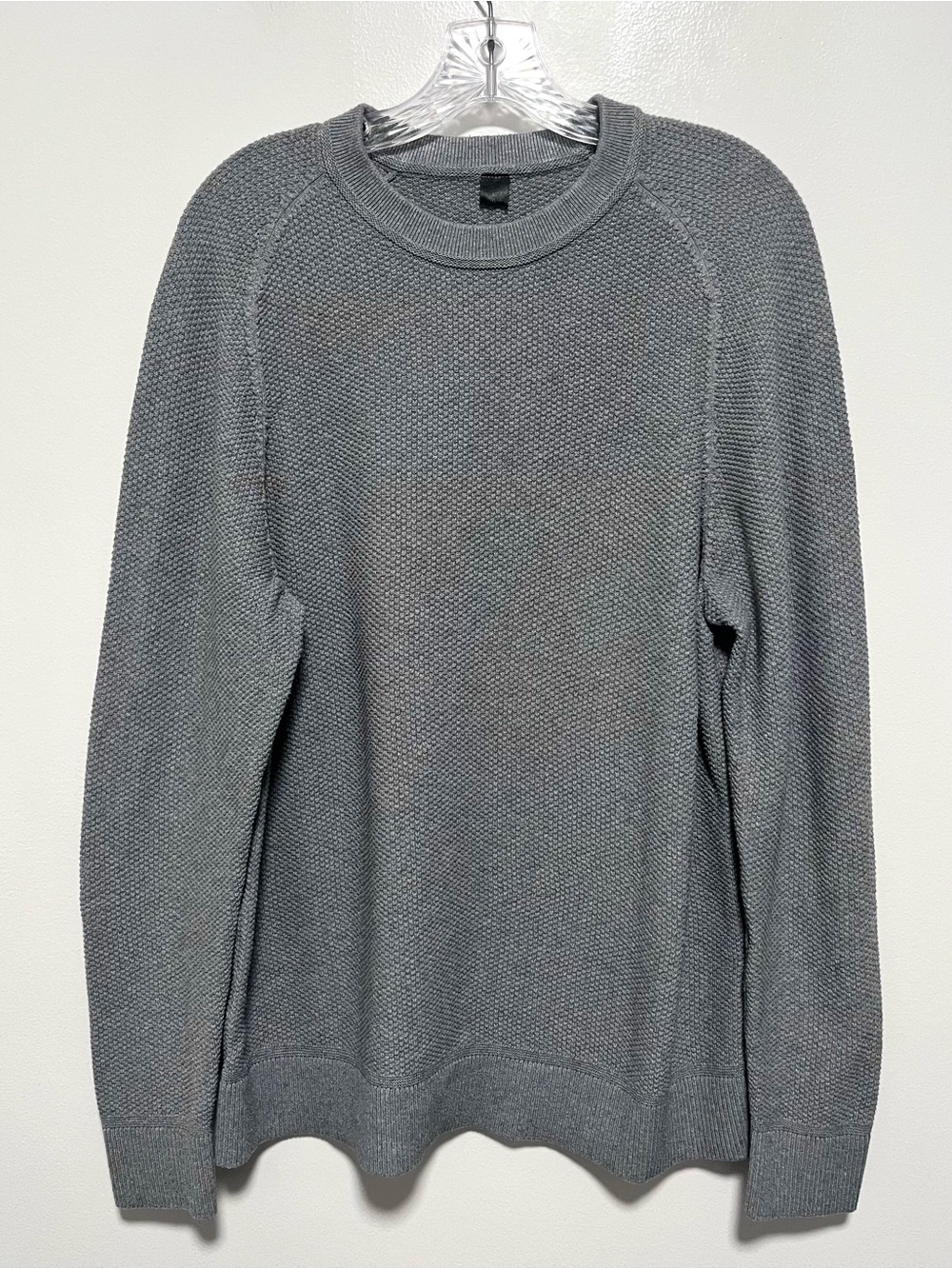 Lululemon Textured Knit Crewneck Sweater Chunky Cotton Blue Gray Large